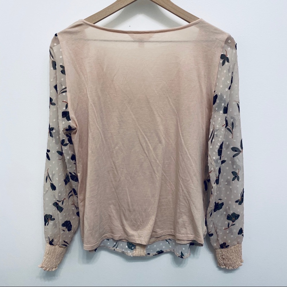 LC Lauren Conrad Pink Floral Swiss Dot Blouse - Picture 6 of 6